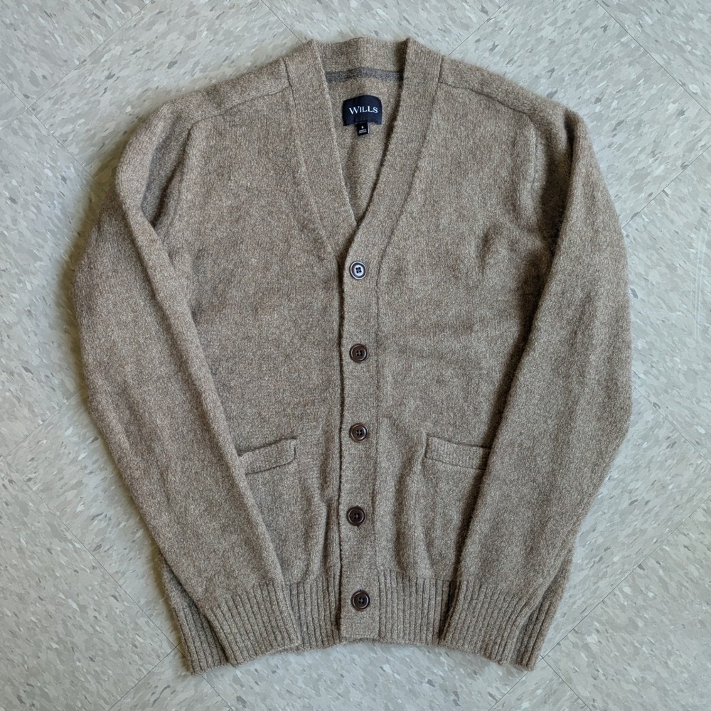 Wills Brown YakWool Alpaca Merino Wool Blend V-Neck Cardigan Sweater Small - Picture 5 of 9